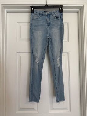Blue Spice Light Blue Skinny Jeans with Knee Distress